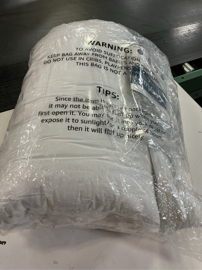 Condition photo showing As Is for CozyLux Queen Comforter Set White Seersucker 7 Pieces Bed in a Bag Queen Comforter Set with Sheets, Luxury Soft Bedding Set with Down Alternative Comforter, Sheets, Pillowcases & Shams for All Seasons White Queen