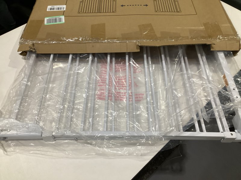 Condition photo showing Good Condition for Cumbor 34" Extra Tall Baby Gate for Stairs, Wall-Mounted (Drill Required), Expandable 31.6-48" No Bottom Bar Dog Gate Indoor for Larger Pets, Large Walk Thru Door for Easy Access (White) White 31.6-48" W, Large Dogs