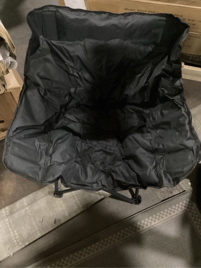 Condition photo showing Good Condition for outdoor 3-layer padding high back moon chair with thick cotton, 600d oxford fabric, portable folding camping chair with side pocket, supports up to 300lbs (black)