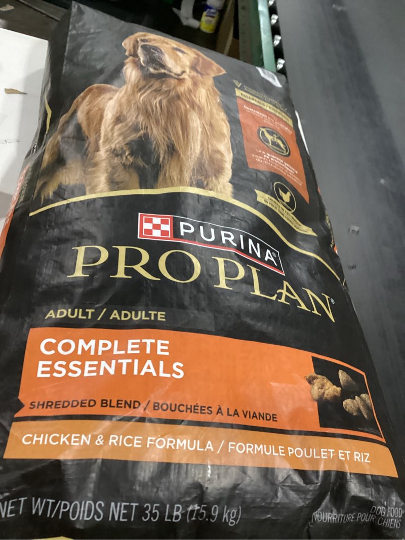 Condition photo showing As Is for Purina Pro Plan Complete Essentials Shredded Blend Chicken and Rice Dog Food Dry Formula with Probiotics for Dogs - 35 lb. Bag Chicken & Rice 35 Pound (Pack of 1)