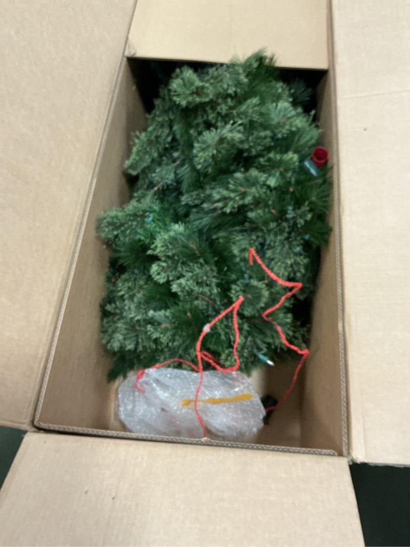 Condition photo showing As Is for GE 9-ft Montana Fir Pre-lit Artificial Christmas Tree with White LED