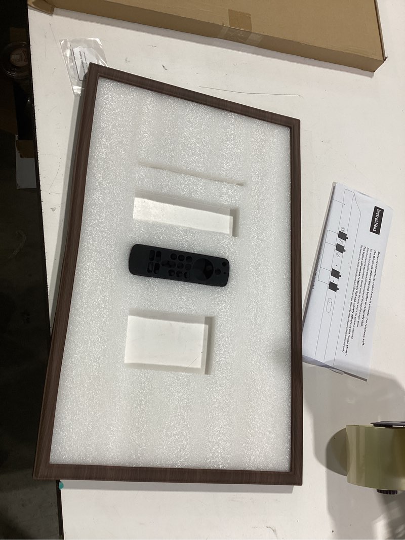 Condition photo showing As Is for Wooden Grain Decorative Frame for Echo Show 21 (Dark Wooden Grain)