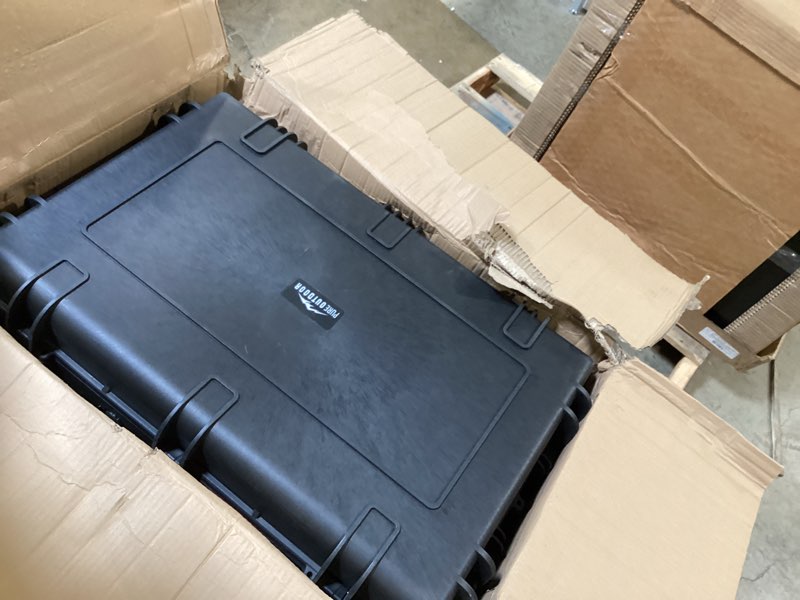 Condition photo showing Good Condition for monoprice weatherproof hard case - 33 x 22 x 17 inches, with wheels and customizable foam, shockproof, ip67, ultraviolet and impact resistant material, black - pure outdoor collection, 145.8 liter