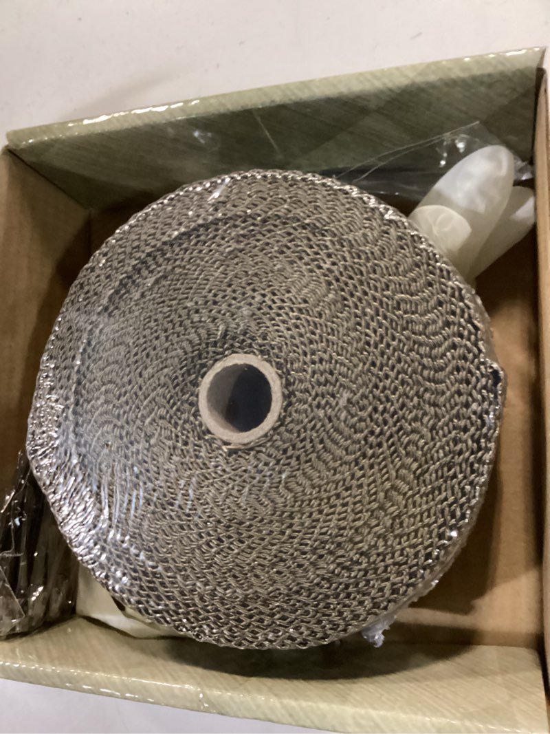 Condition photo showing New/Like New for LEDAUT 2" x 50' Titanium Exhaust Heat Wrap Roll for Motorcycle Fiberglass Heat Shield Tape with Stainless Ties 2 inches X 50 feet roll