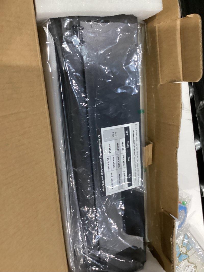 Condition photo showing Good Condition for Bonsenkitchen Vacuum Sealer Machine, Stainless Steel Food Sealer Vacuum Sealers with 100 Bags & 1 Roll Bag, 5 Food Vacuum Modes, Built-in Cutter & Bag Storage, Silver-Black Silver-Black 1 Roll + 100 Bags