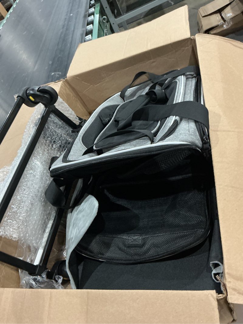 Condition photo showing Good Condition for similar to not exact model . color is grey and black airline approved top-expanding pet carrier on wheels- extra spacious soft lined carrier!