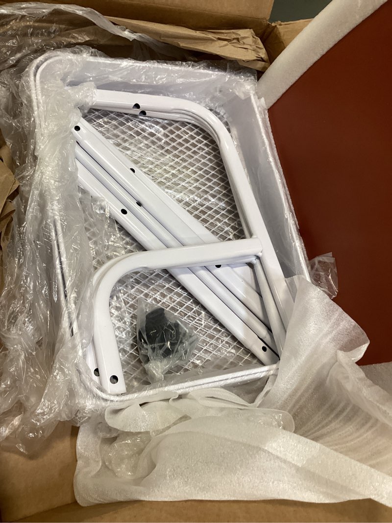 Condition photo showing As Is for 3-Tier Rolling Kitchen Cart - 30in Lightweight Storage Cart with Solid Wood Tabletop & 2 Lockable Wheels, Utility Organizer for Kitchen, Bathroom, Office & Home Organization? White+walnut 43*30*77cm(16.9*11.8*30.3in)