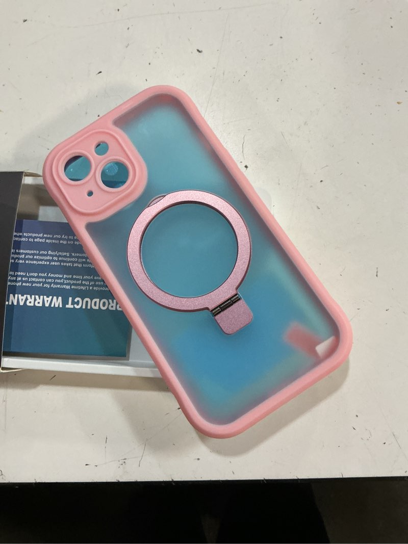 Condition photo showing Good Condition for for iphone 15 case with invisible magnetic stand, compatible with mag-safe translucent matte with built-in screen protector, shockproof protective phone case for women men, pink iphone 15 pink
