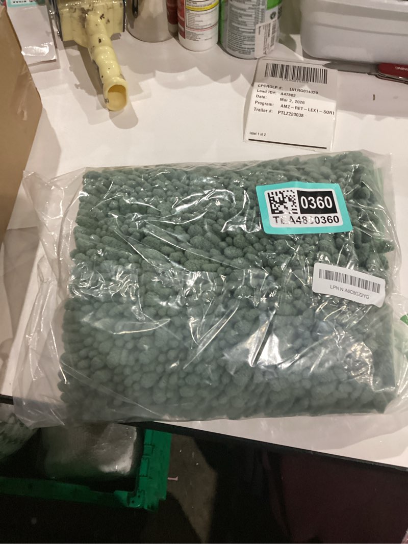 Condition photo showing As Is for yimobra toilet rug u shaped washable 24x20 inch - ultra soft absorbent chenille bath rugs for toilet, quick dry & machine washable, non slip contour bathroom mat, green 24" x 20" green