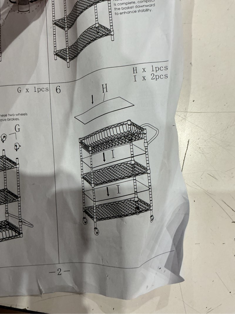 Condition photo showing Good Condition for unknown brand. 3 tier metal utility cart - rolling kitchen storage with adjustable shelves, steel, black