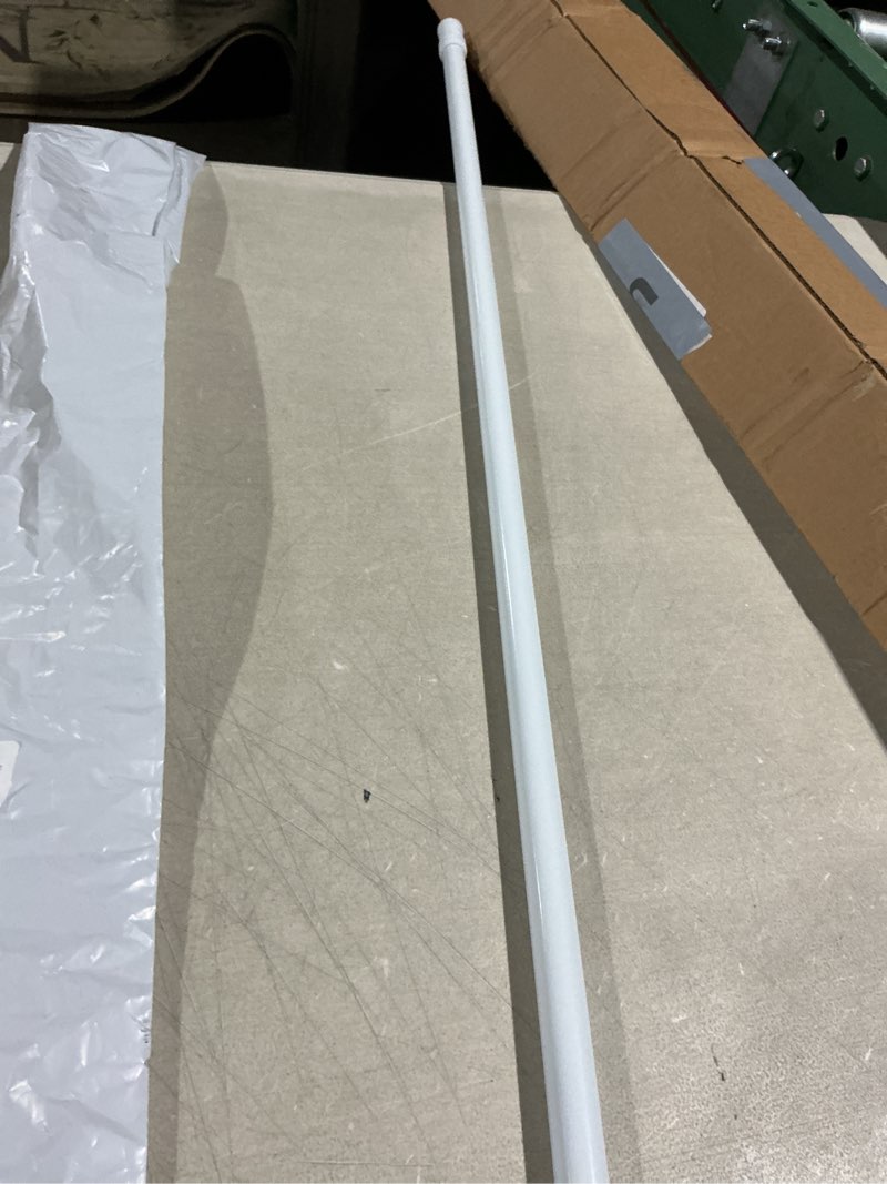 Condition photo showing As Is for uxcell tension curtain rod, adjustable 39 to 75 inches, 0.51" dia white spring tension rod no drilling expandable tension rod for doorway, kitchen 39-75 inch
