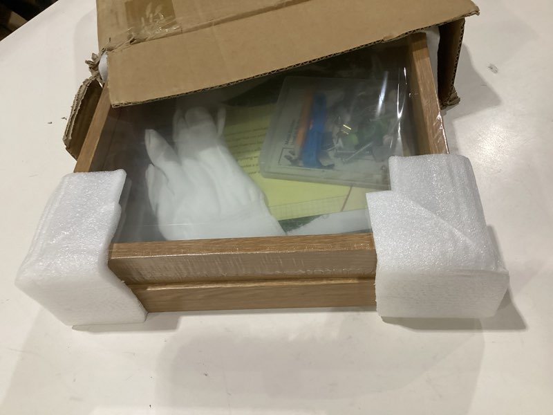 Condition photo showing New/Like New for muye 10x10 floating frame set of 2,double glass square photo frame,display any size photo up to 10x10,wall mount or tabletop standing,natural natural 10x10