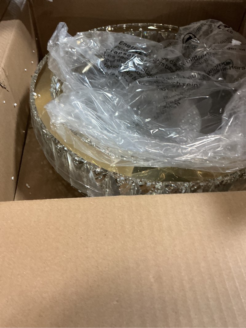 Condition photo showing Good Condition for 15 Inch Dimmable LED Crystal Flush Mount Ceiling Light,Modern Gold 36W 5CCT 3000K-6000K Chandelier Large Round Lighting Fixtures for Bedroom,Living Room,Laundry Room,Dining Room Gold 15 INCH