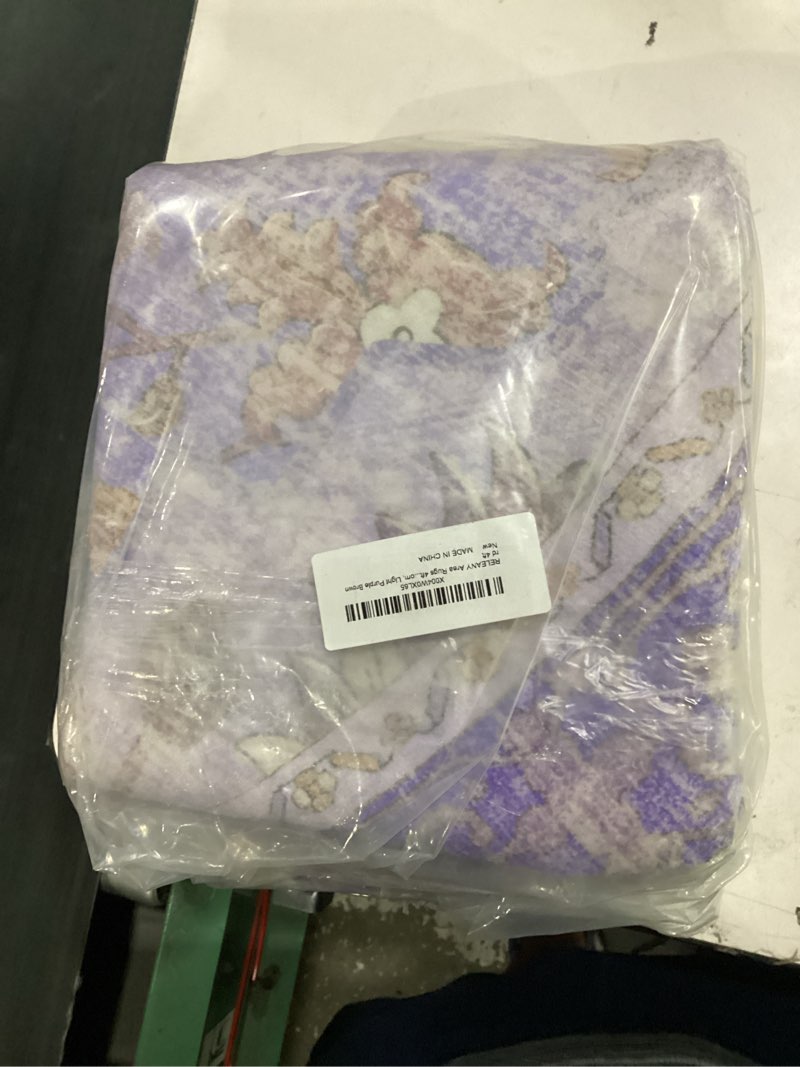 Condition photo showing Good Condition for releany washable area rug, round 4ft, purple | non-slip, water repellent, pet friendly, easy to clean, vintage floral boho decor for living room bedroom dining room entry purple 4' (round)