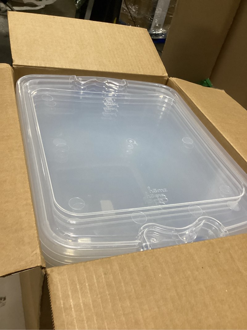 Condition photo showing Good Condition for homz clear plastic storage bins with latching lid, 15.5 qt, blue, 4 pack | stackable container set for home, office shelves, kitchen, garage, and bathroom organization blue 15.5 qt (4 pack)