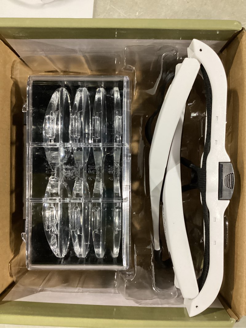 Condition photo showing Good Condition for Magnifying Glass with Light, 1.5X-5.0X Magnifying Glasses, Rechargeable Magnifier Headset with Light, Head Magnifier with 4 Detachable Lenses, Magnify Glasses for Close Work Crafts Jewelry White Magnifying Glass With Light