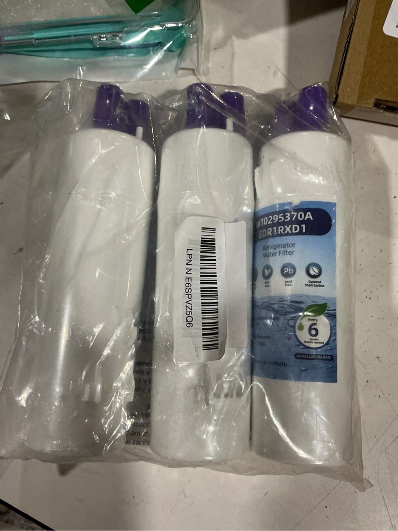 Condition photo showing As Is for marriotto edr1rxd1 refrigerator water filter compatible with whirlpool w10295370a, whr1rxd1, kad1rxd1, filter 1, w10295370, p4rfwb, p8rfwb2l, 46-9930, 46-9081 refrigerator water filter, pack of 3 standard 3 count (pack of 1)