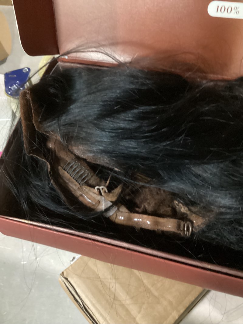 Condition photo showing As Is for Sensationnel Bare Lace Fulllace Wig - Unit 5 Human Hair Blend All Lacefrontal Glueless Synthetic 180 Degree Preplucked Hairline (1 JETBLACK)