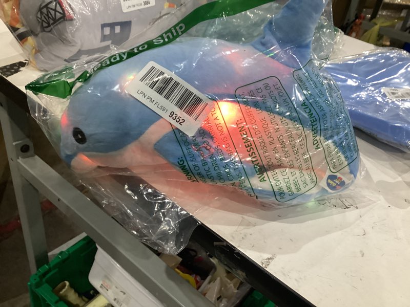 Condition photo showing Good Condition for Glow Guards Light up Musical Stuffed Dolphin Ocean Life Soft Plush Toy with LED Night Lights Nursery Songs Glow Singing Sea Animals Birthday for Toddler Kids, 18''