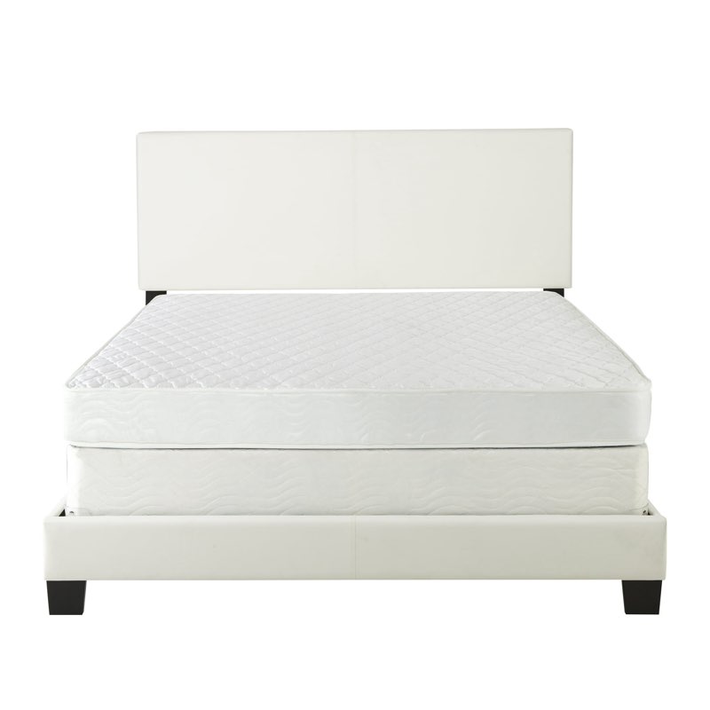 Incomplete * only head board*Enter Value Boyd Sleep Florence White Faux Leather Twin Size Fully Upholstered Platform Bed Frame with Adjustable Headboard, Qualified Box Spring or Foundation Required for 