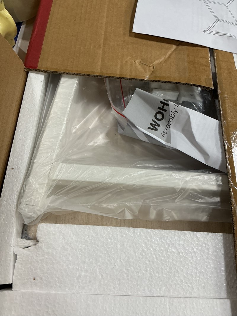 Condition photo showing Good Condition for wohomo folding desk, small foldable desk 31.5" for small spaces, space saving computer table writing workstation for home office, easy assembly, oak small size:31.5 x 15.7 beige