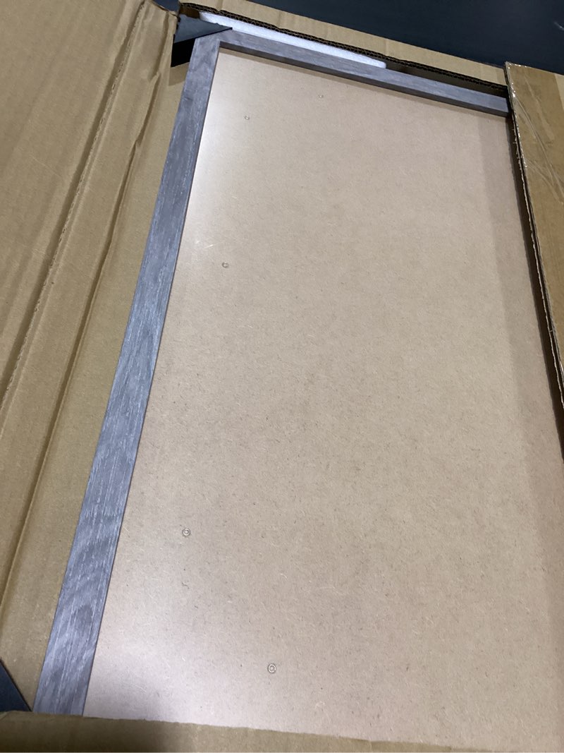Condition photo showing Good Condition for 22 x 22 inch poster frame, 22 x 22 inch rustic gray frame, 22 x 22 inch natural wood frame, distressed gray frame, family concert photo frame, anniversary frame
