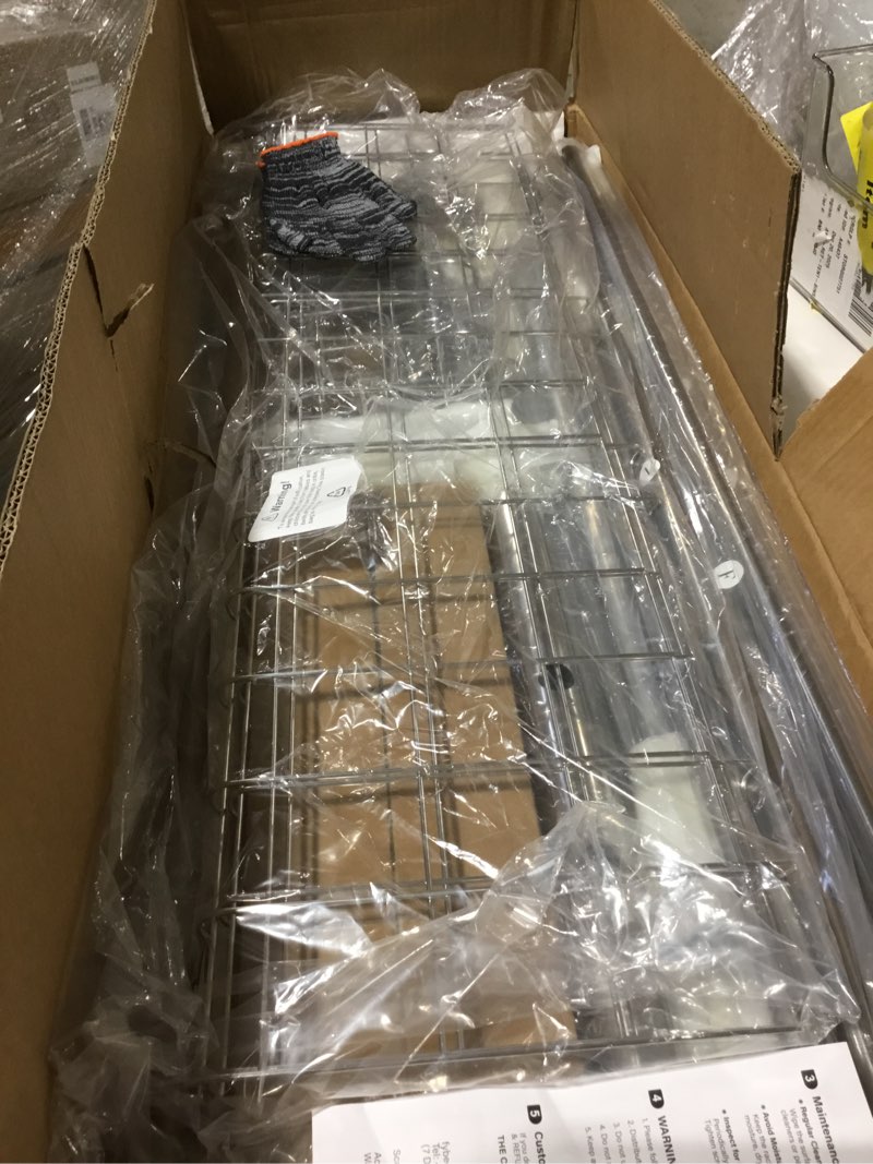 Condition photo showing As Is for Heavy Duty Clothes Rack Up to 980 LBS, 100% Stainless Steel Rolling Clothing Rack with 2 Tier Shelves, Double Rod Garment Racks for Hanging Clothing, Extendable Rolling Clothes Rack with Wheels 980LBS