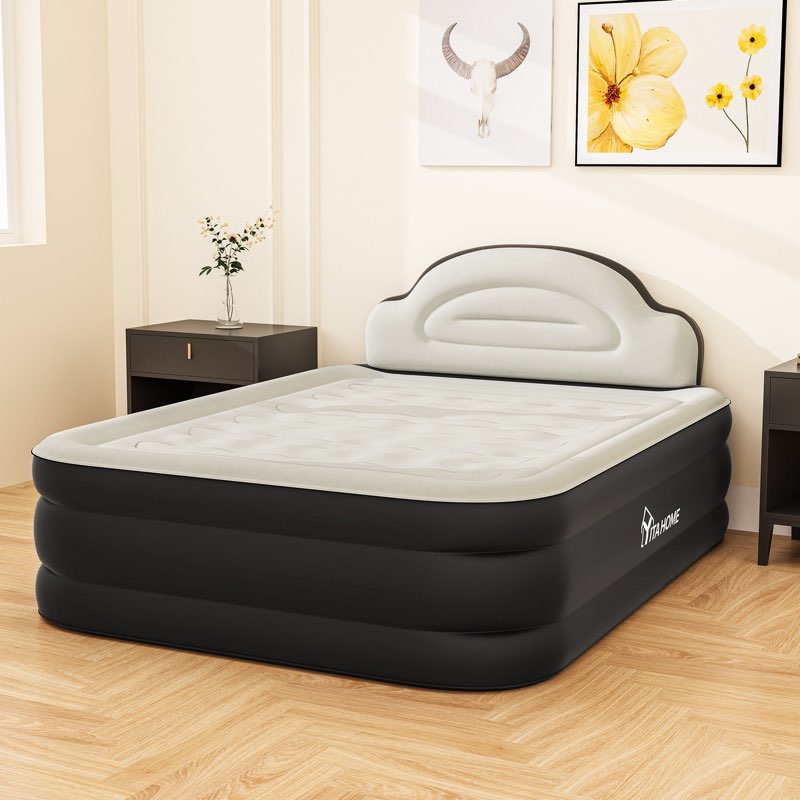 Balconera Air Bed With Integrated Pump And Headboard 18-Inch Blow-Up Mattress