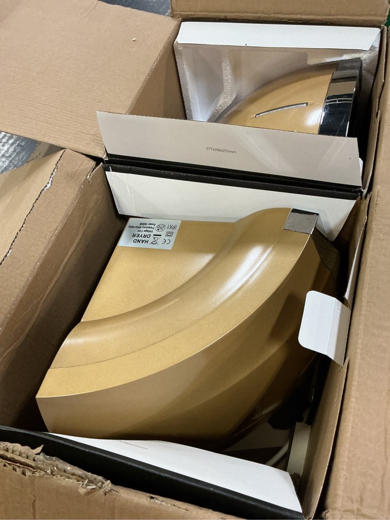 Condition photo showing Good Condition for hand dryers for bathrooms commercial gold pack of 2 with 2 pin plug 110v automatic compact high speed air wiper ada compliant for industry business restrooms champagne gold 2