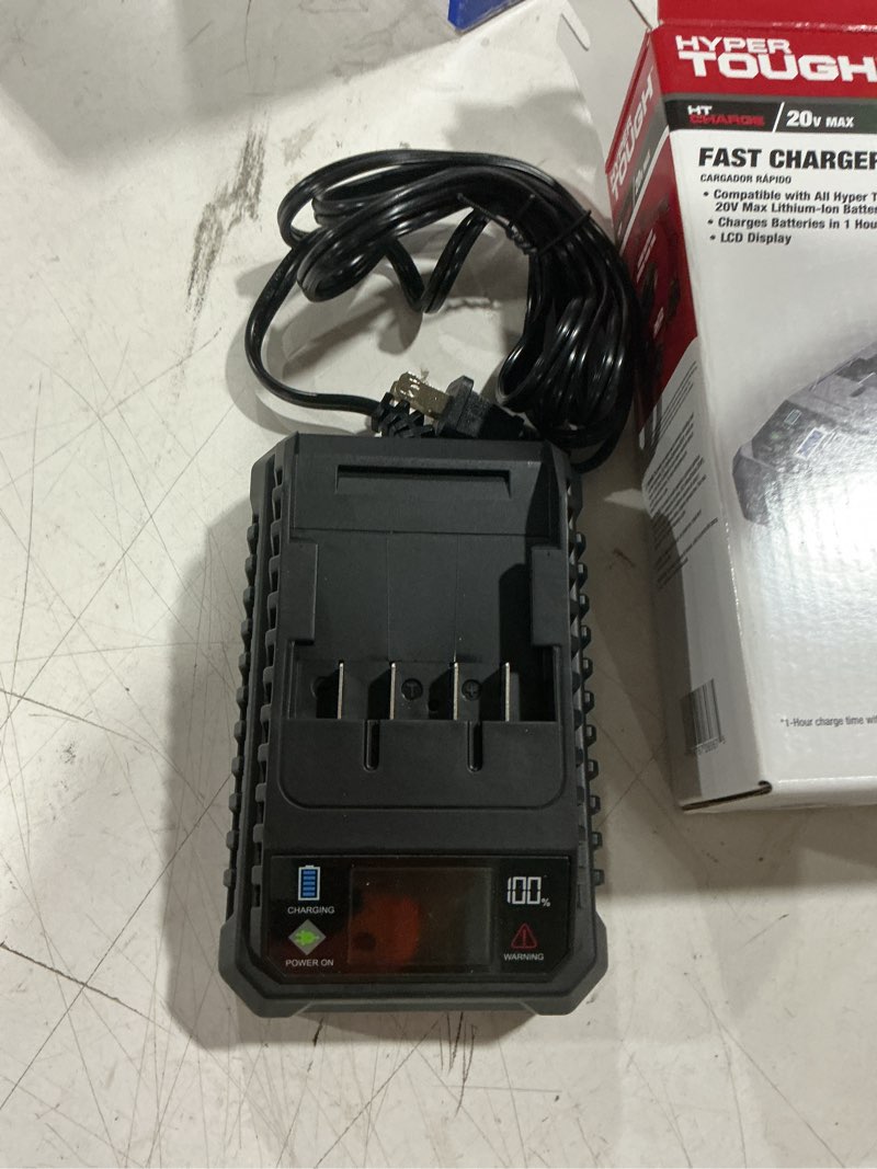Condition photo showing As Is for hyper tough 20v lithium-ion battery charger with digital screen