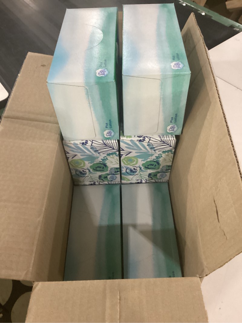Condition photo showing New/Like New for puffs plus lotion facial tissues, 8 family boxes, 124 facial tissues per box, allergies and colds 124 count (pack of 8)