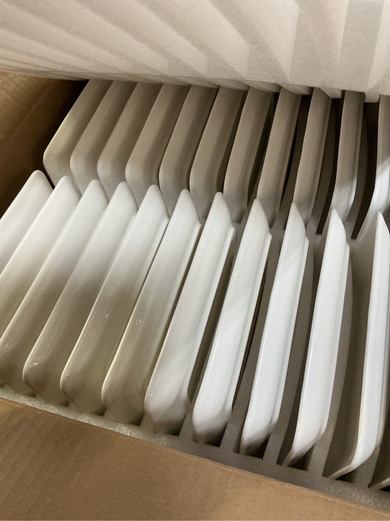 Condition photo showing New/Like New for irenare 24 pcs 8 inch rectangular salad plates white rectangular porcelain dessert plates appetizer serving tray rectangular porcelain platters for fruit sushi dinner parties, microwave, oven safe 8 inch 24
