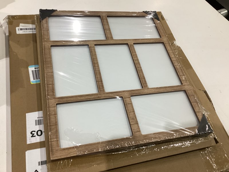 Condition photo showing New/Like New for picture frame collage for 4x6 and 5x7 photos - 9 openings rustic white picture frame with real glass,family picture frames wall decor 1 pack rustic white 5x7&4x6 - 9 opening(od:17.7x18.8in)