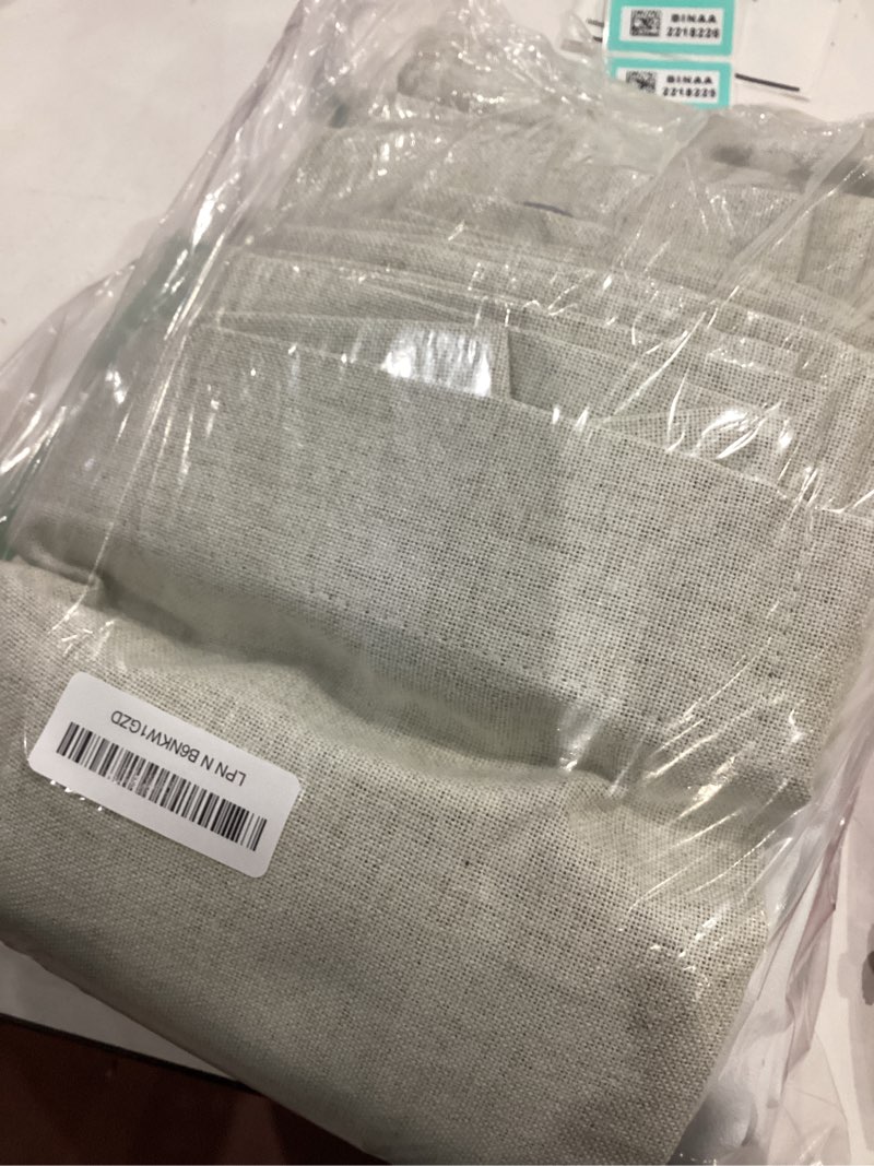 Condition photo showing Good Condition for cucraf 100% blackout curtains 90 inches length 2 panels set, room darkening linen textured curtain grommet for bedroom living room, light blocking thermal insulated drapes (52 x 90 inch,light beige) light beige 52"w x 90"l (pack of 2)