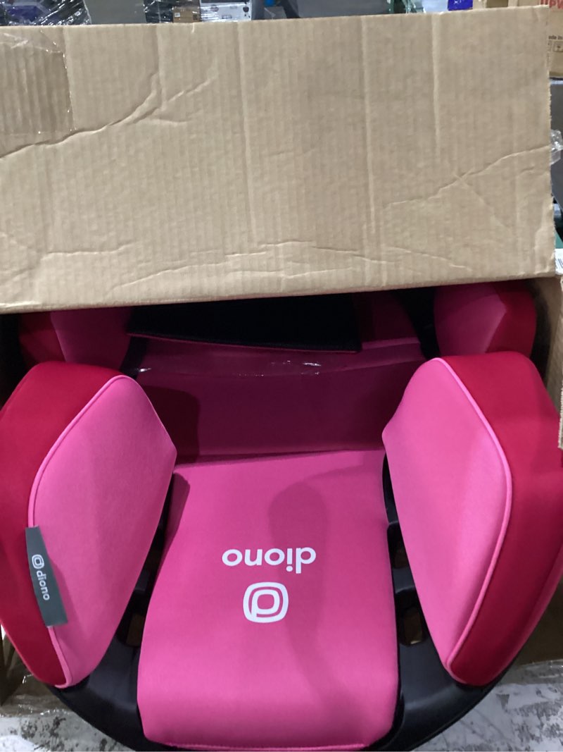 Condition photo showing Good Condition for diono connect3 rxt 2-in-1 high back booster, slim fit 3-across in many mid-sized sedans and suvs, for children from 40-120 lbs., lightweight with latch, pink cotton candy