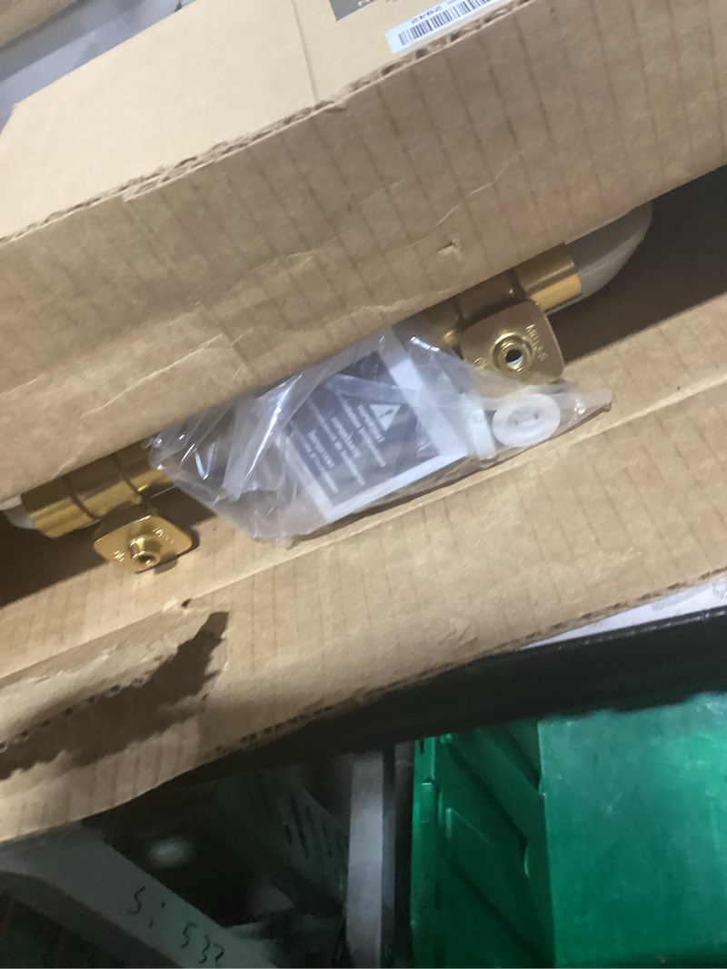 Condition photo showing Good Condition for Mayfair Bennett Toilet Seat with Brushed Gold Hinges, Slow Close Wood Seat, Secure Metal Hinges, Easy Install, Made in USA, Elongated, White Elongated Gold