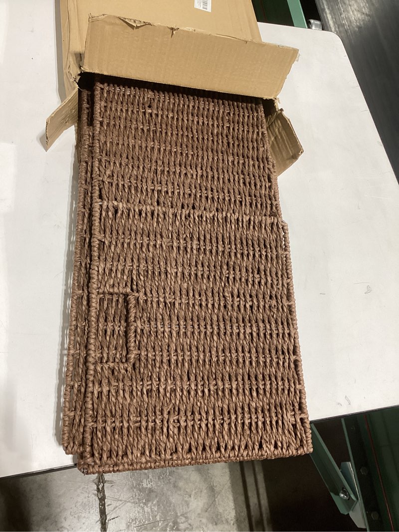 Condition photo showing Good Condition for vagusicc wicker storage basket, set of 2 hand-woven paper rope wicker basket, small storage baskets for organizing toilet paper basket, foldable large cube storage organizer bins for shelves (brown) brown 11.2"d x 6.1"w x 4.8"h
