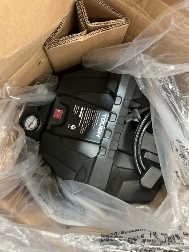 Condition photo showing Good Condition for hyper tough 6 gallon oil free pancake air compressor, 150 psi, black