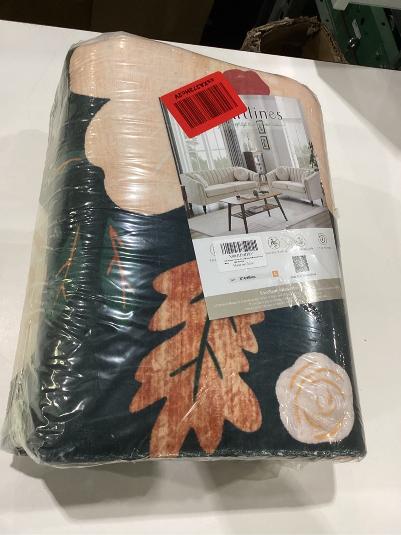 Condition photo showing New/Like New for U'Artlines 6x9ft Vintage Floral Area Rug Machine Washable Ultra Soft Low Pile Non Slip Non Shedding Accent Floor Carpet for Living Room, Bedroom, Dining Room, Office (Black Green) 6' x 9' (Rectangular) Black Green?floral