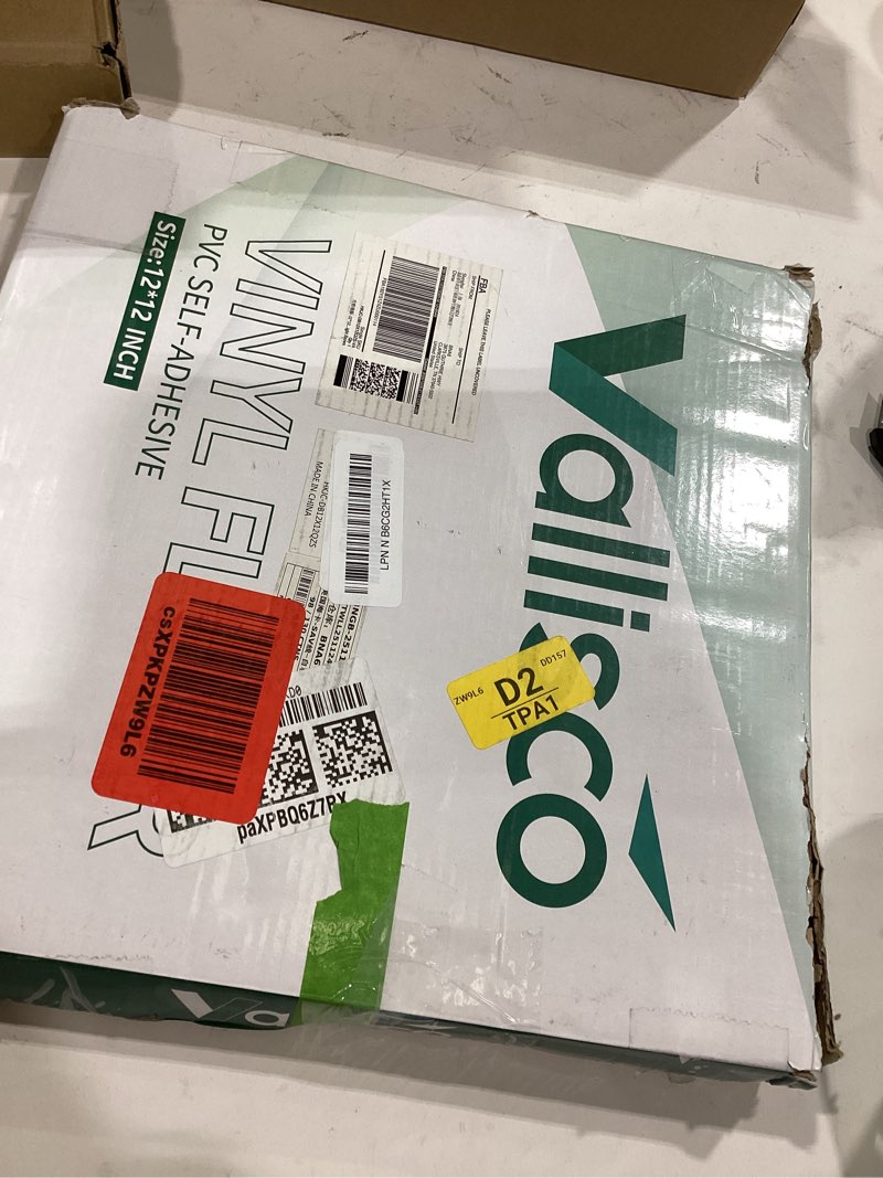 Condition photo showing Good Condition for VallisCo 30-Pack Peel and Stick Vinyl Floor Tiles, 12"x12" Self-Adhesive Waterproof Peel and Stick Flooring Planks DIY for Bathroom, Kitchen, Living Room, Cover 30 Sq. Ft Marble Pattern 12"x12" Light Brown 30