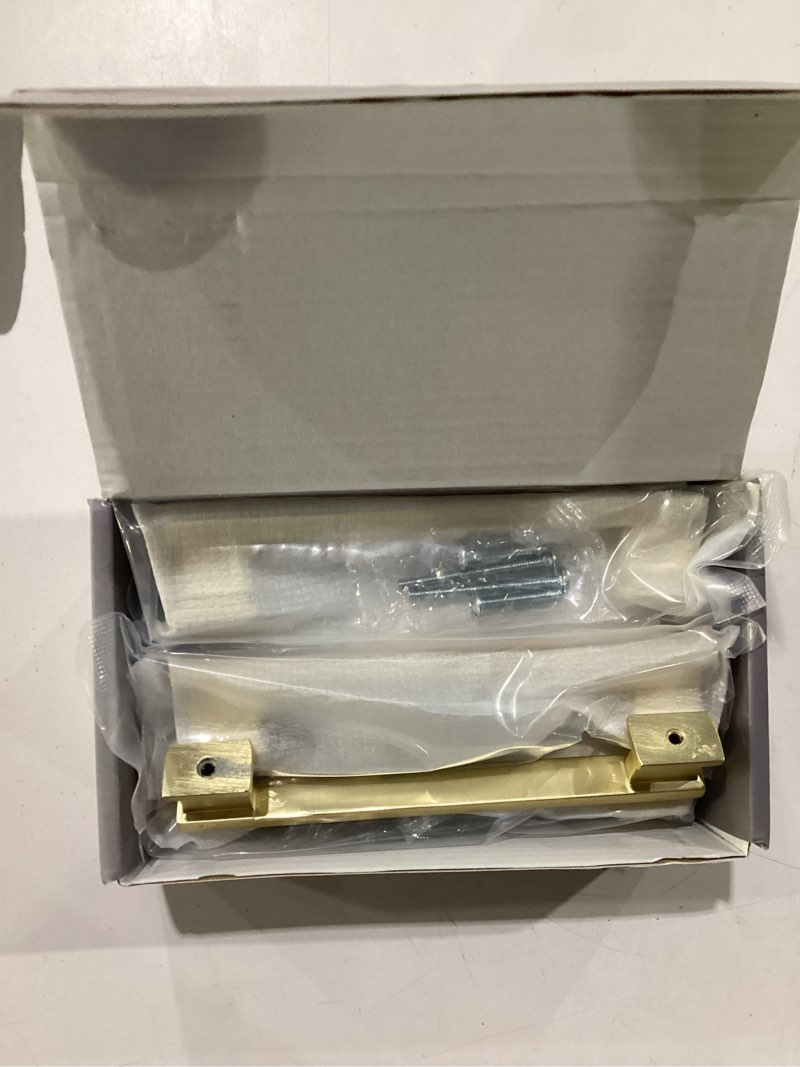 Condition photo showing Good Condition for amerdeco 10 pack champagne brass cabinet pulls 5 inch(128mm) hole center gold drawer pulls cabinet hardware kitchen cabinet handles for bathroom dresser pulls zh00013 5"/128mm hole center 10 pack brushed brass