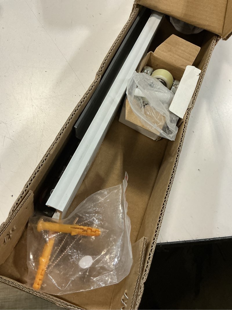 Condition photo showing Good Condition for jubest 36" concealed barn door hardware kit with soft close mechanism, wall mounted invisible sliding door track for opening width 28" to 32", hidden barn door hardware kit, door needs groove 36in(no door)