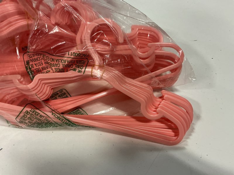Condition photo showing Good Condition for 100 Pack Baby Plastic Hangers,12.83" Ultra-Thin,Non-Slip Hangers for Children. Ideal for Closets and Nurseries.Designed for Newborns and Children's Clothing,Including Trousers,Coat,Dresses.(Pink) Pink 100