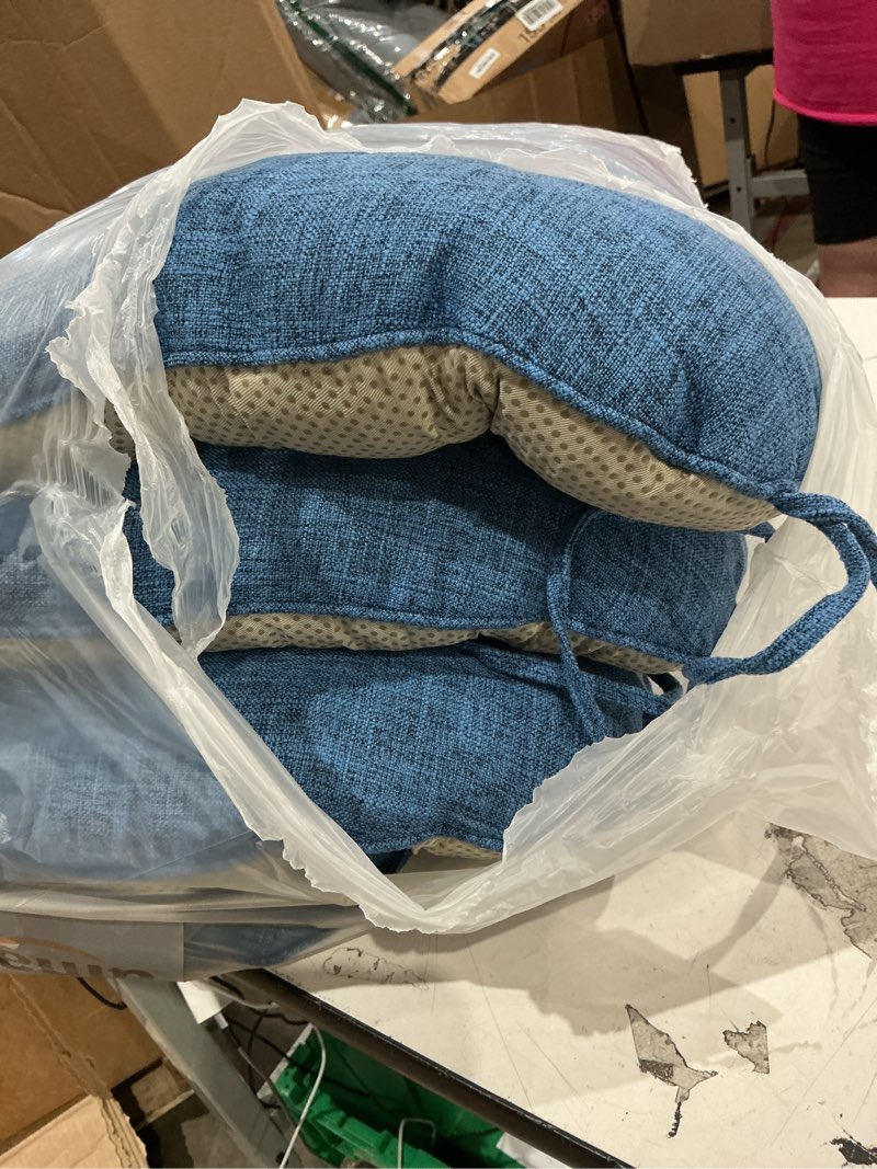 Condition photo showing Good Condition for addgrace chair cushions for dining chairs set of 4 kitchen seat cushions with ties and non slip backing tufted indoor seat pad for kitchen dining room 18" x 17" x 3" navy navy 4
