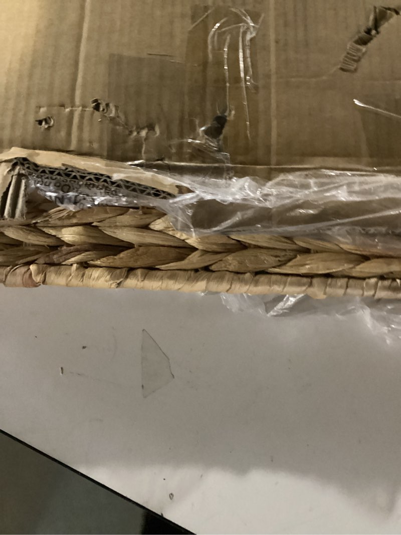 Condition photo showing Good Condition for Rolling Laundry Hamper with Wheels, Slim Laundry Basket with Removable Liner Bag & 2 Mesh Bags, Handwoven Water Hyacinth Clothes Hamper for Bedroom Bathroom (Natural, 85L) Natural-without lid 85L