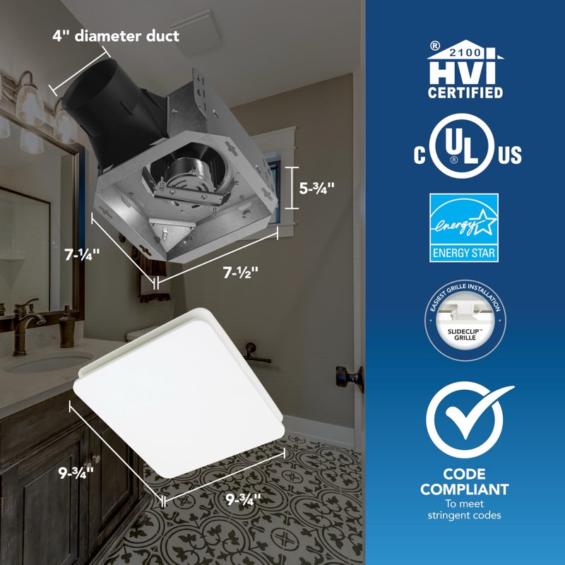 Broan-NuTone® Roomside Series Bathroom Exhaust Fan, 60 CFM, ENERGY STAR®