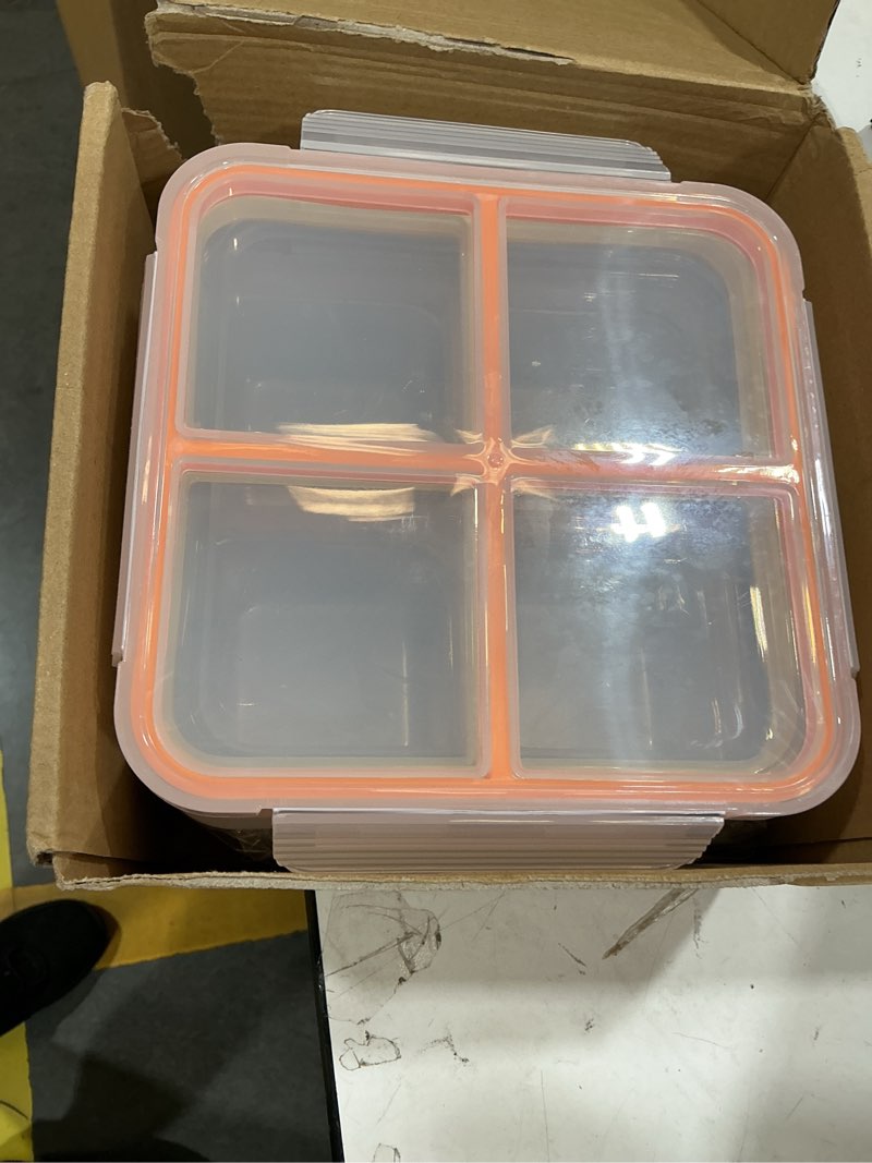 Condition photo showing Good Condition for 4 pack stainless steel snack containers with lids, 4-compartment leakproof bento snack boxes, reusable dishwasher safe food storage containers for adults, office, travel & meal prep (4pack-a)