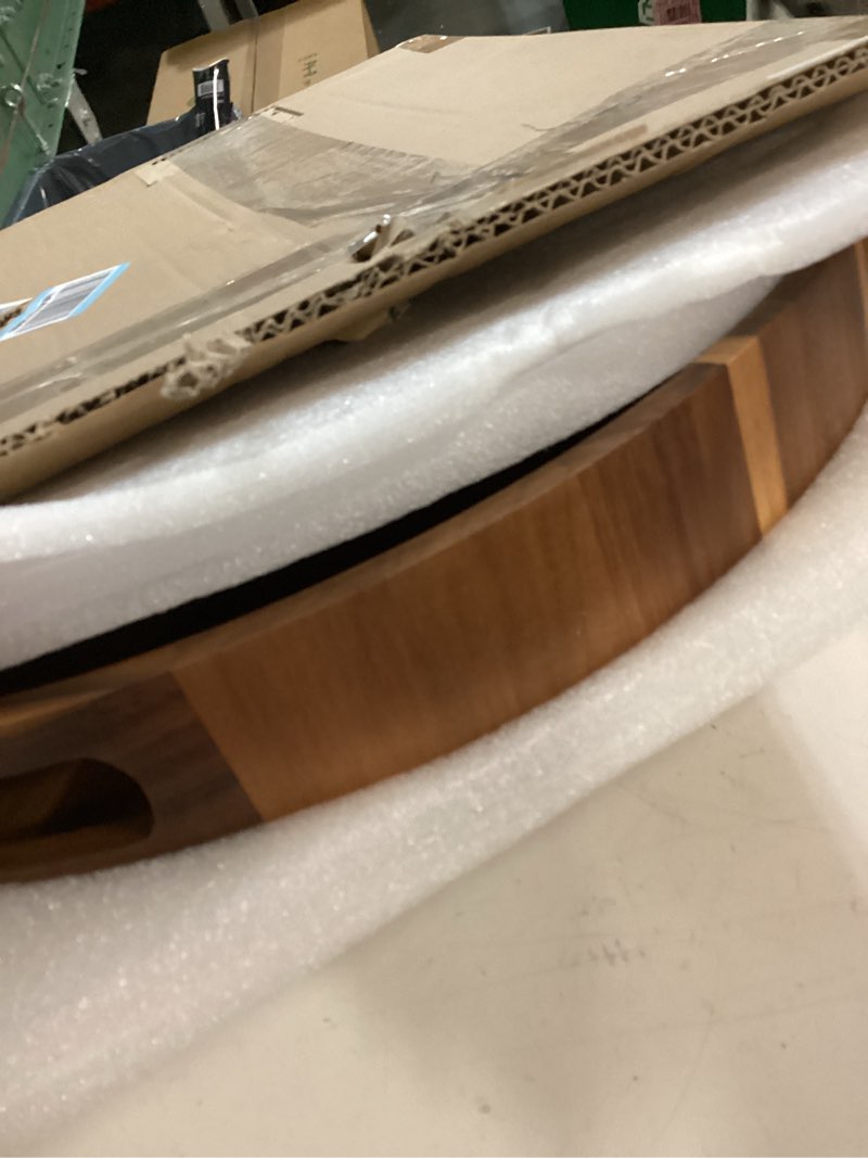 Condition photo showing Good Condition for extra large 20inch premium acacia wood tray round ottoman tray with handles wooden serving tray multi-use for dinner breakfast in bed coffee table snack entertaining guests 20" round tray