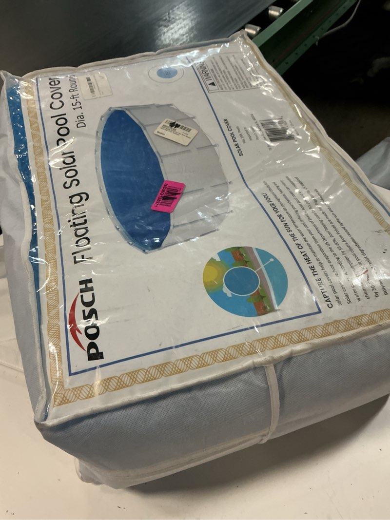 Condition photo showing New/Like New for swimming pool solar blanket cover blue 15'x15' round