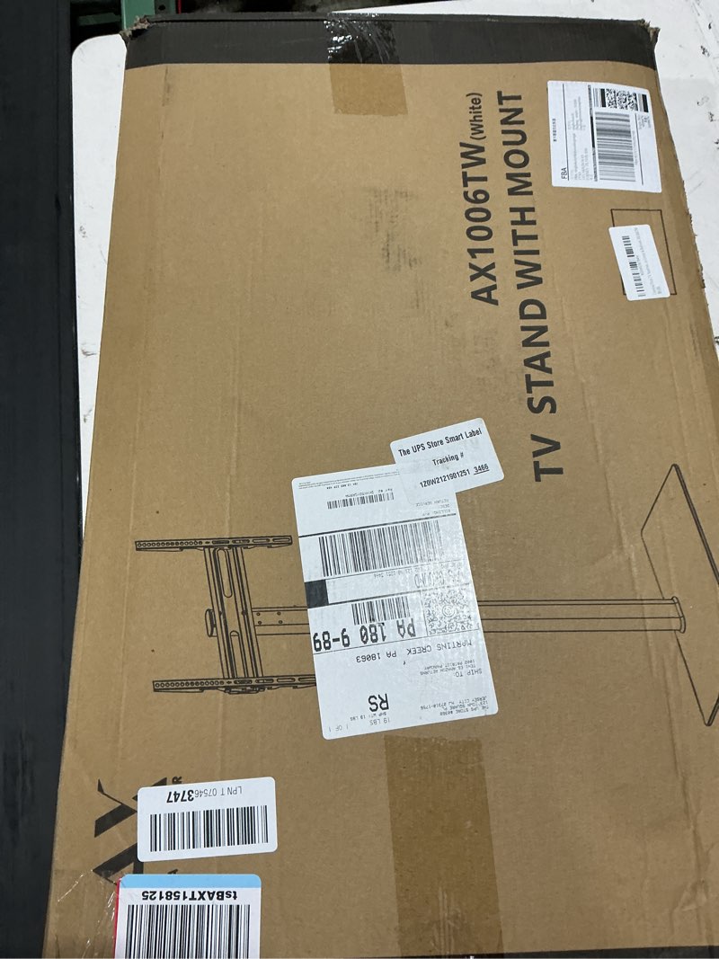 Condition photo showing Good Condition for ax waber universal floor tv stand with mount 70 degree swivel 9 level height adjustable and space saving design for most 27 to 65 inch lcd, led oled tvs, perfect for corner & bedroom white ax1006tw white floor tv stand